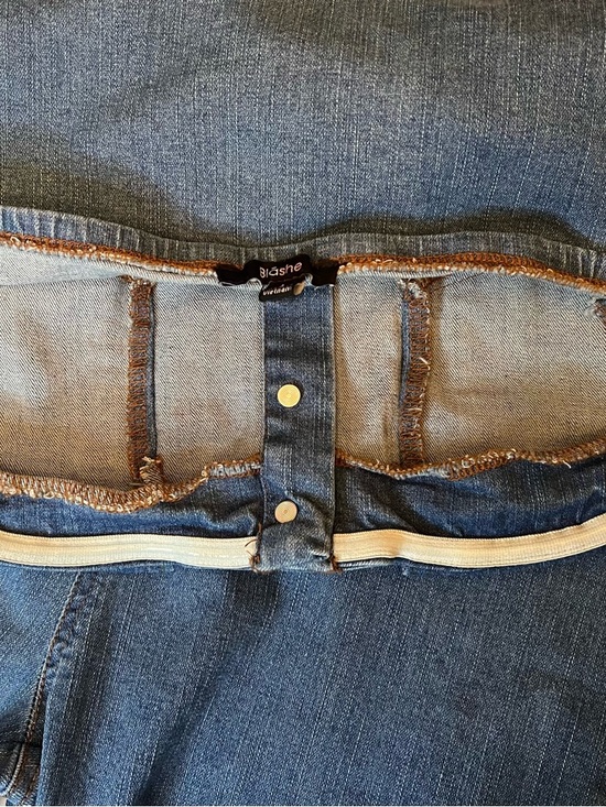 Strapless High-Rise Denim Jumpsuit in Blue - Picture 13 of 16